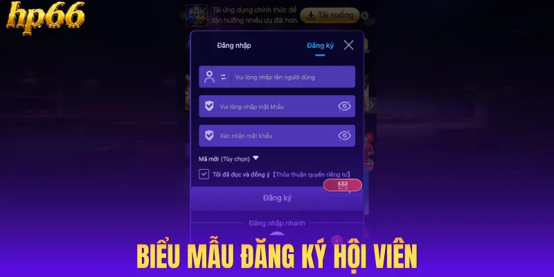 Biểu mẫu đăng ký hội viên